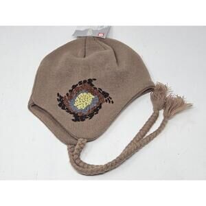 Burton One Size  Earflap Tassel Hat Embroidered Reason Beanie Sahara